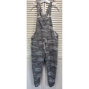 Others Follow Gray Camo Overalls Sweat Tie Waist‎ Size L Pockets Cuffed Crop